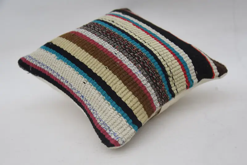 Cushion, Muted Pillow Case, One Of A Kind Pillow, Pillow for Sofa, Ethnical Kilim Rug Pillow, Turkish Pillow, 12x12 Blue Cushion - 6