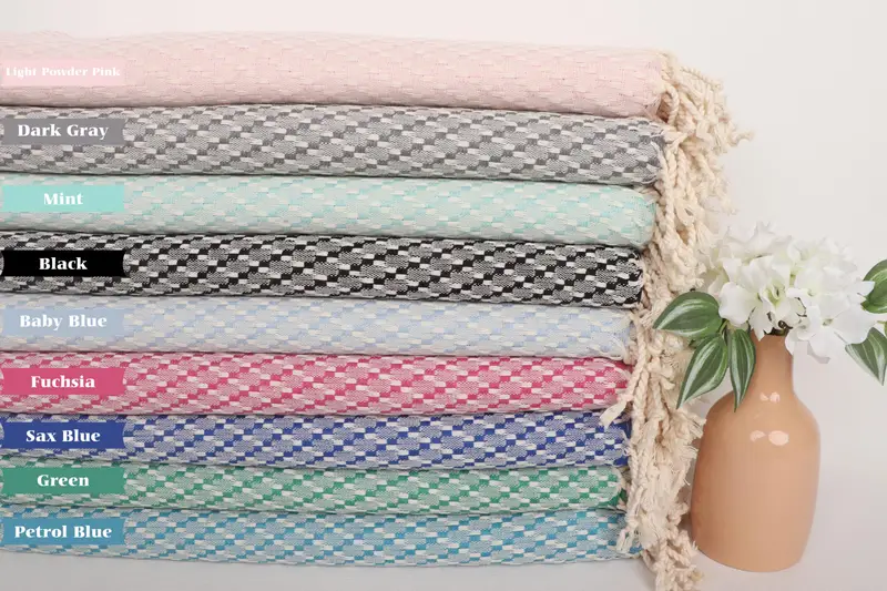 68x40 Cotton Geometric Towel, Beach Theme Wedding Gift, Embroidery Towels, Sand-resistant towel, Housewarming Gift, Gift For Her, Personalized Gifts - 2