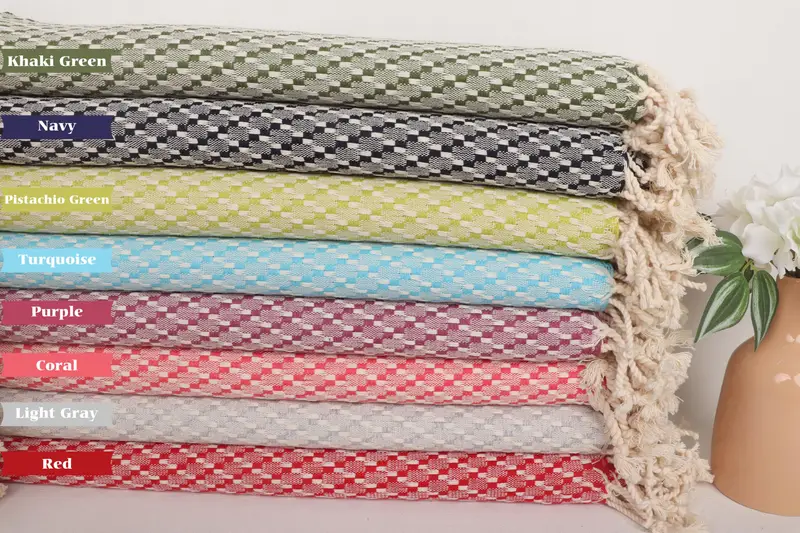 68x40 Cotton Geometric Towel, Beach Theme Wedding Gift, Embroidery Towels, Sand-resistant towel, Housewarming Gift, Gift For Her, Personalized Gifts - 1