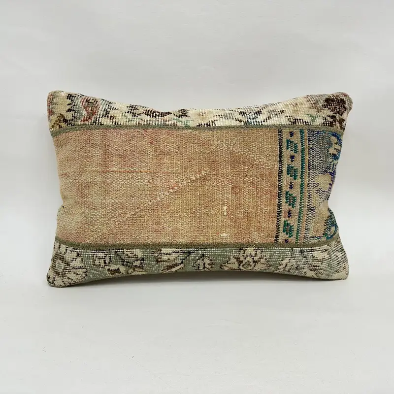 Beige & Bronze Patchwork Kissen, handgemachtes besticktes Wurfkissen