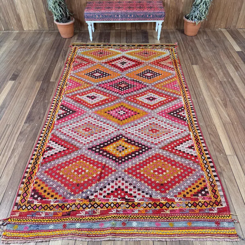 Großer türkischer Vintage-Teppich 168 x 295 cm, roter Oushak-Teppich - 1