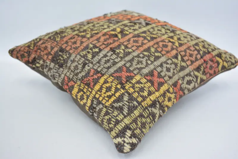 Bohemian Cushion Pillow Cover, Vintage Kilim Throw Pillow, Interior Designer Pillow, 12x12 Red Pillow Case, Kilim Pillow Cover, Pillow Cover - 6