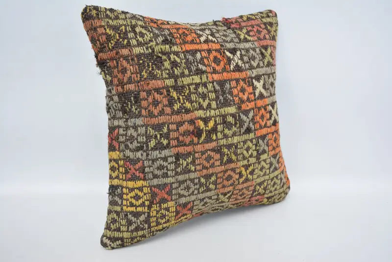 Bohemian Cushion Pillow Cover, Vintage Kilim Throw Pillow, Interior Designer Pillow, 12x12 Red Pillow Case, Kilim Pillow Cover, Pillow Cover - 3