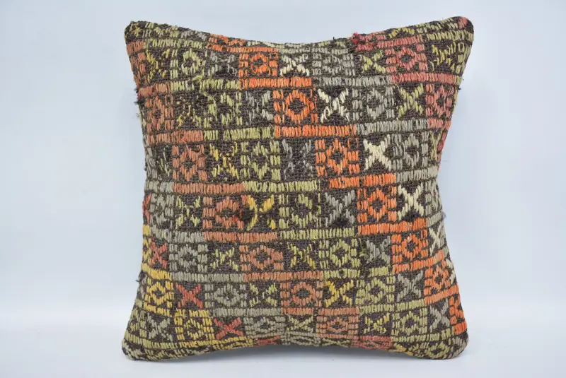Bohemian Cushion Pillow Cover, Vintage Kilim Throw Pillow, Interior Designer Pillow, 12x12 Red Pillow Case, Kilim Pillow Cover, Pillow Cover - 1