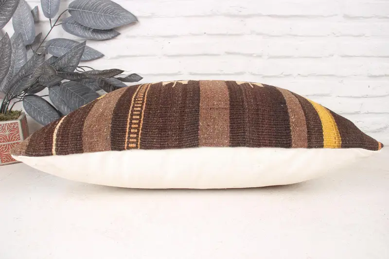 Neutral Throw Cushion, 16x24 Brown Pillow, Kilim Pillow, Accent Throw Pillow Cover, Vintage Kilim Throw Pillow, Turkish Pillow, Cushion Case - 5