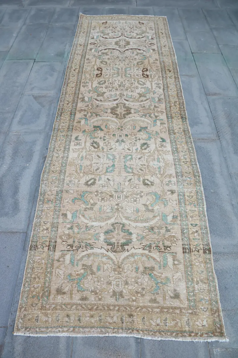 Zarif Bej Ombré Halı, 3,1x10,5 ft Şık Dekor