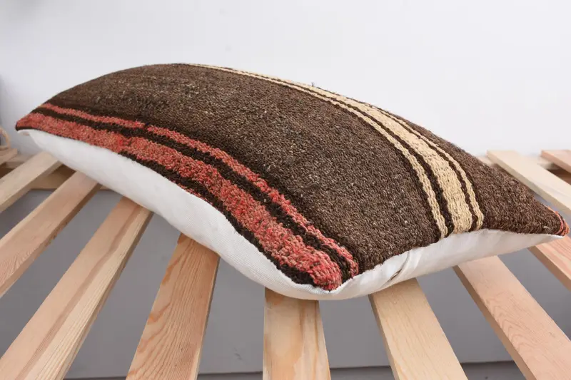 12x24 Brown Pillow Cover, Knitted Cushion Case, Turkish Rugs Pillow, Kilim Cushion Sham, Home Decor Pillow, Vintage Kilim Pillow, Pillow Case - 6