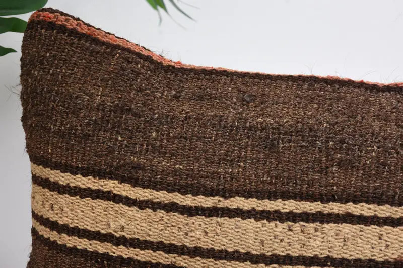 12x24 Brown Pillow Cover, Knitted Cushion Case, Turkish Rugs Pillow, Kilim Cushion Sham, Home Decor Pillow, Vintage Kilim Pillow, Pillow Case - 2