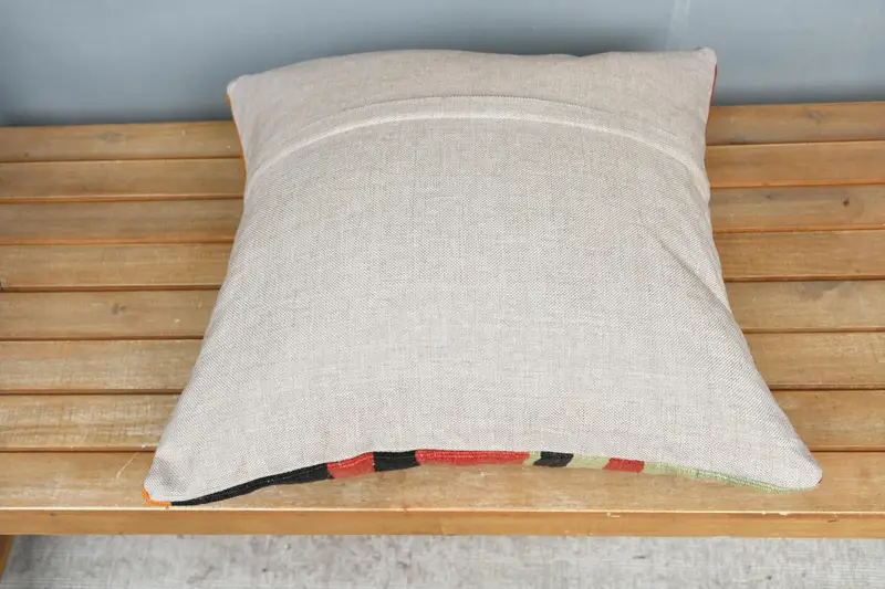 Kilim Cushion Sham, Boho Pillow Sham Cover, 20x20 Red Pillow, Pillow, Vintage Pillow, Farmhouse Cushion Case, Ethnic Throw Cushion Case - 5