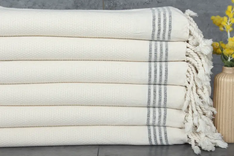 Personalized Natural-Black Cotton Beach Towel, Bath Towel, 40x71 Inches