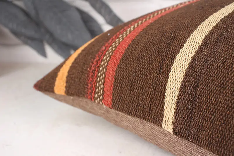 Kilim Pillow, Pet Cushion Case, Pillow for Sofa, Cushion, Handmade Throw Pillow, Vintage Kilim Pillow, 16x24 Brown Cushion - 7