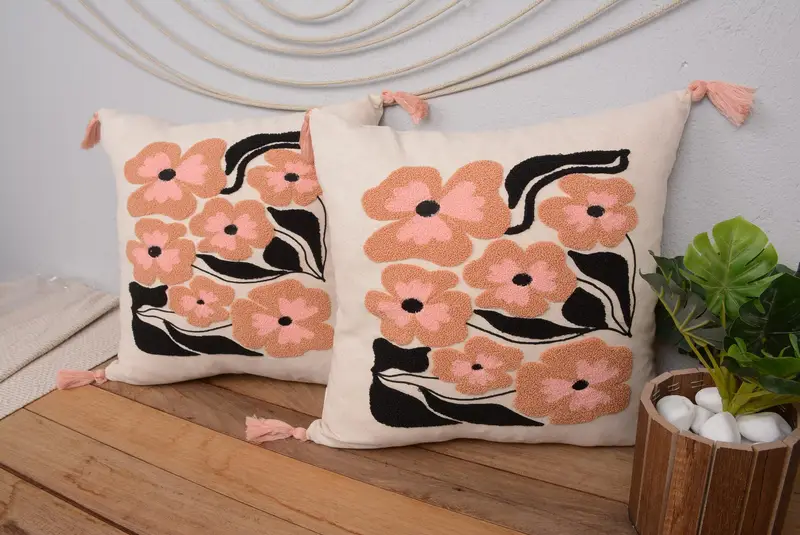 Gesticktes Southwestern Wurfkissen, 16x16 Vintage Kissen