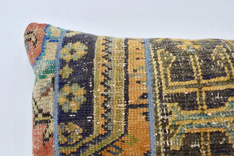 Garden Pillow, Antique Pillows, Vintage Kilim Throw Pillow, Ottoman Cushion Cover, 16x36 Orange Cushion, Pillow Case, Turkish Kilim Pillow - 2