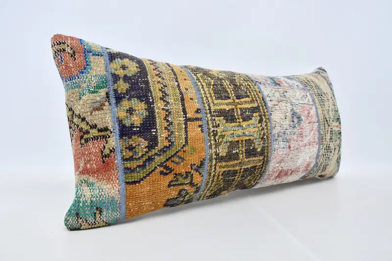 Garden Pillow, Antique Pillows, Vintage Kilim Throw Pillow, Ottoman Cushion Cover, 16x36 Orange Cushion, Pillow Case, Turkish Kilim Pillow - 3