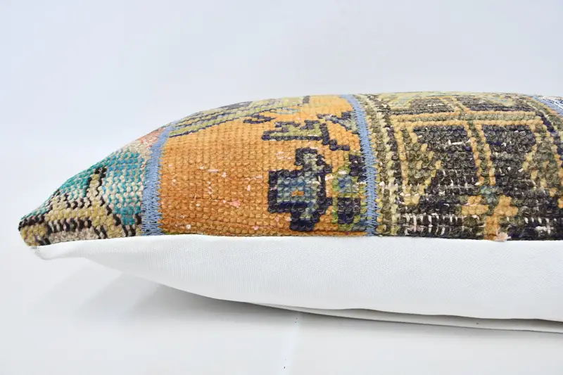 Garden Pillow, Antique Pillows, Vintage Kilim Throw Pillow, Ottoman Cushion Cover, 16x36 Orange Cushion, Pillow Case, Turkish Kilim Pillow - 5