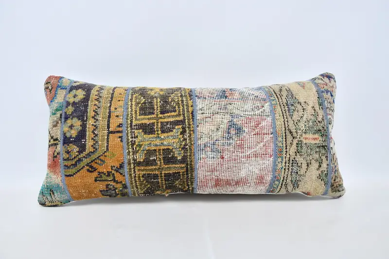 Garden Pillow, Antique Pillows, Vintage Kilim Throw Pillow, Ottoman Cushion Cover, 16x36 Orange Cushion, Pillow Case, Turkish Kilim Pillow - 1