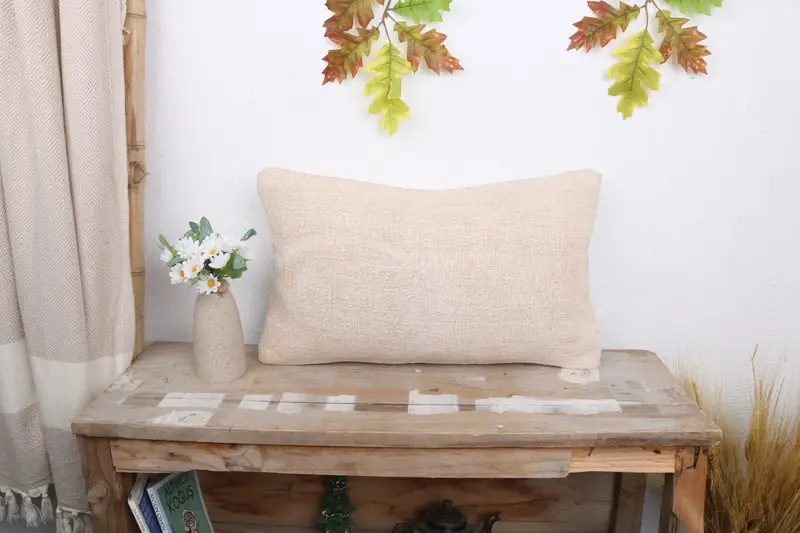 Cushion Case, 12x20 White Cushion, Southwestern Pillow Case, Vintage Kilim Pillow, Gift Pillow, Vintage Kilim Throw Pillow, Bench Pillow - 1