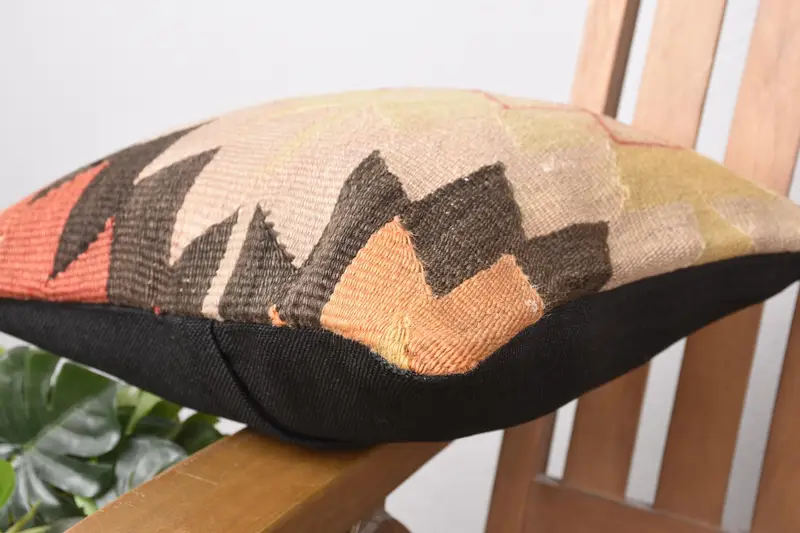 Yoga Cushion Cover, Kilim Pillow, 14x14 Beige Pillow Case, Patio Cushion Case, Ethnical Kilim Rug Pillow, Cushion Cover, Interior Designer Pillow - 6