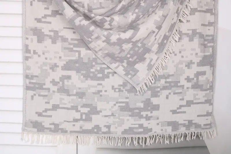 Beach Towel Personalized Gray Cotton Monogrammed, 36x67 Inches