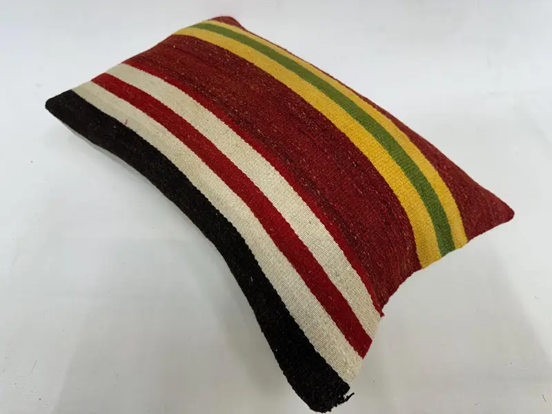 Boho Pillow, Bohemian Cushion Cushion, 12x20 Red Cushion Case, Vintage Kilim Throw Pillow, Antique Pillows, Pillow Sham - 6