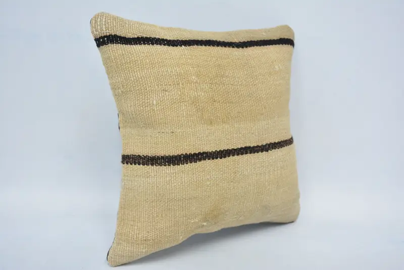 Pillow, 12x12 Beige Pillow Case, Chair Cushion Case, Vintage Kilim Throw Pillow, Pastel Cushion, Turkish Pillow, Kilim Pillow Cover - 3