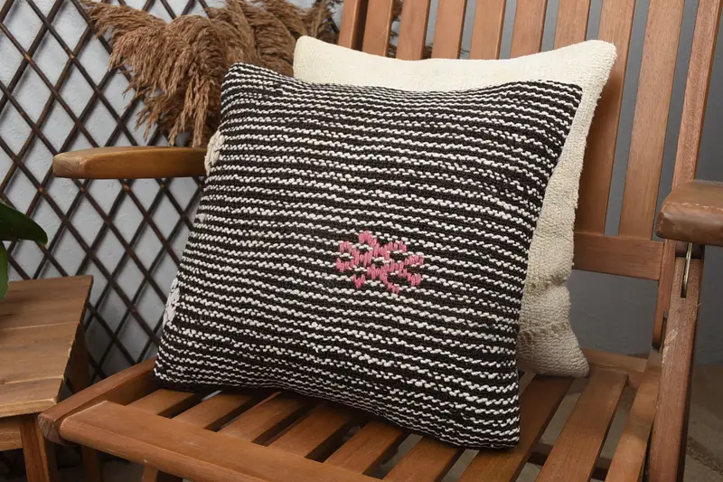 14x14 Black Cushion Case, Aesthetic Pillow, Pillow Cover, Boho Pillow Sham Cover, Pillow for Sofa, Interior Designer Pillow - 3