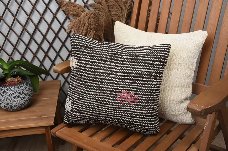 14x14 Black Cushion Case, Aesthetic Pillow, Pillow Cover, Boho Pillow Sham Cover, Pillow for Sofa, Interior Designer Pillow - 1