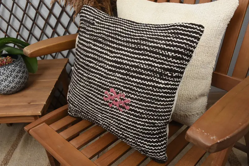14x14 Black Cushion Case, Aesthetic Pillow, Pillow Cover, Boho Pillow Sham Cover, Pillow for Sofa, Interior Designer Pillow - 5