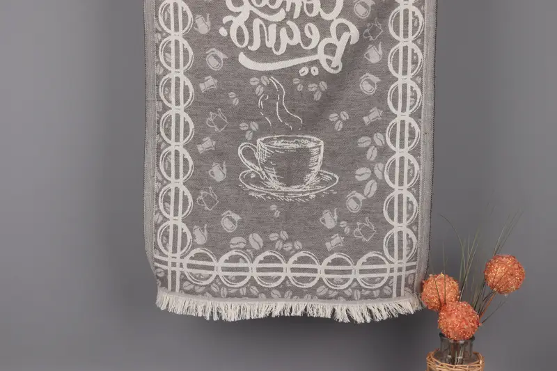 Customized Hand Towel Brown Coffee Pattern, Organic Cotton, 20x28 Inches