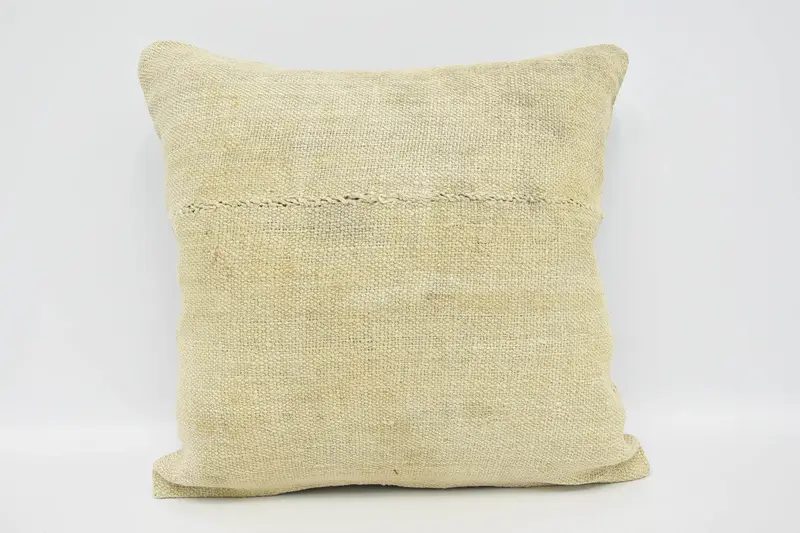 Beige Turkish Pillow Cover, Holiday Decor Antique 16x16 inch Cushion - 1