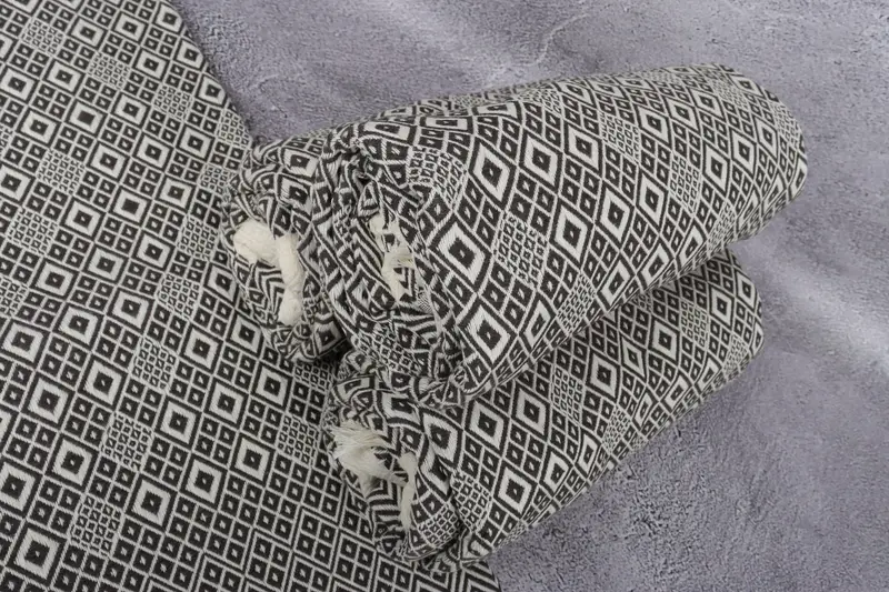 Handwoven Turkish Towel, 70x40 Cotton Diamond Towel, Home Decor Gifts, Embroidered Towel, Monogrammed Beach Towel, Valentines Day Gift For Him - 7