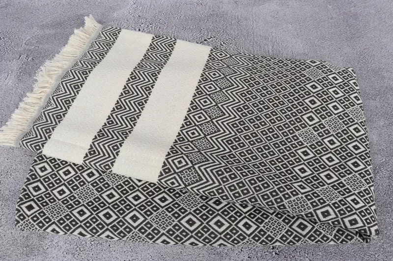 Handwoven Turkish Towel, 70x40 Cotton Diamond Towel, Home Decor Gifts, Embroidered Towel, Monogrammed Beach Towel, Valentines Day Gift For Him - 6