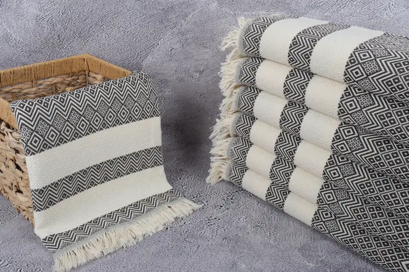 Handwoven Turkish Towel, 70x40 Cotton Diamond Towel, Home Decor Gifts, Embroidered Towel, Monogrammed Beach Towel, Valentines Day Gift For Him - 3