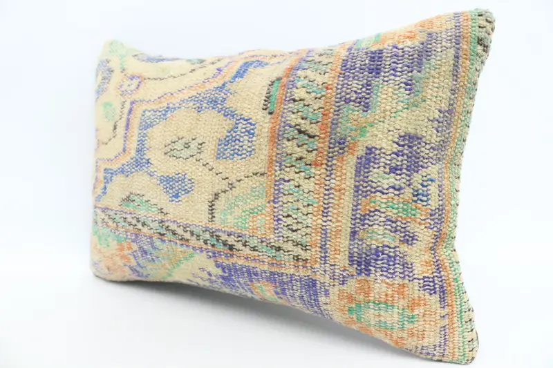 Vintage Cushion, Turkish Kilim Pillow, Handmade Kilim Cushion, Vintage Throw Pillow Cover, 16x24 Blue Pillow Cover, Cushion Case, Throw Kilim Pillow - 4