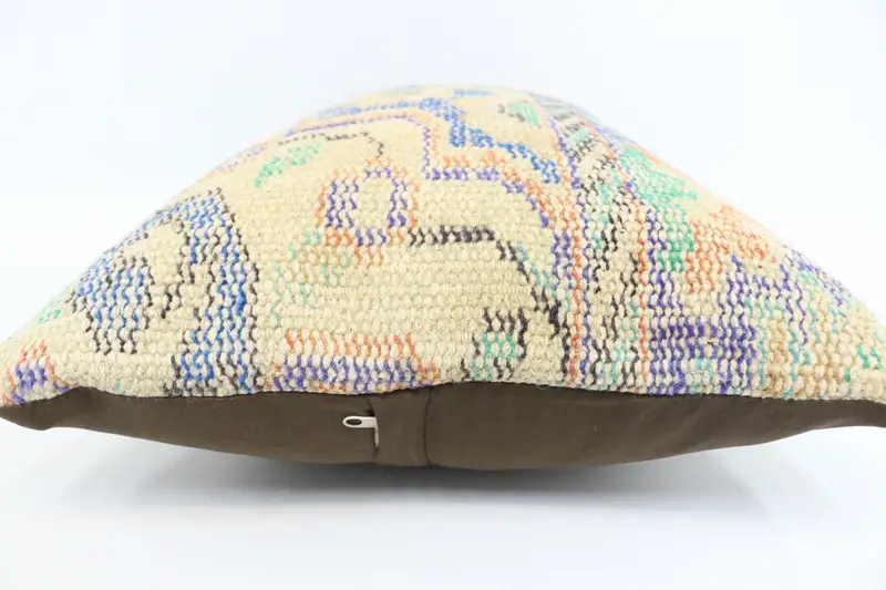 Vintage Cushion, Turkish Kilim Pillow, Handmade Kilim Cushion, Vintage Throw Pillow Cover, 16x24 Blue Pillow Cover, Cushion Case, Throw Kilim Pillow - 5
