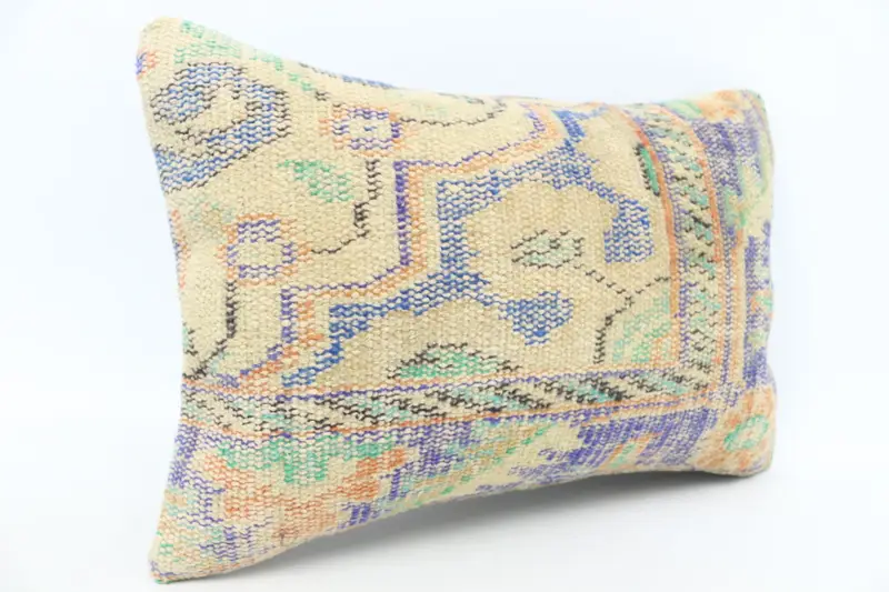 Vintage Cushion, Turkish Kilim Pillow, Handmade Kilim Cushion, Vintage Throw Pillow Cover, 16x24 Blue Pillow Cover, Cushion Case, Throw Kilim Pillow - 3