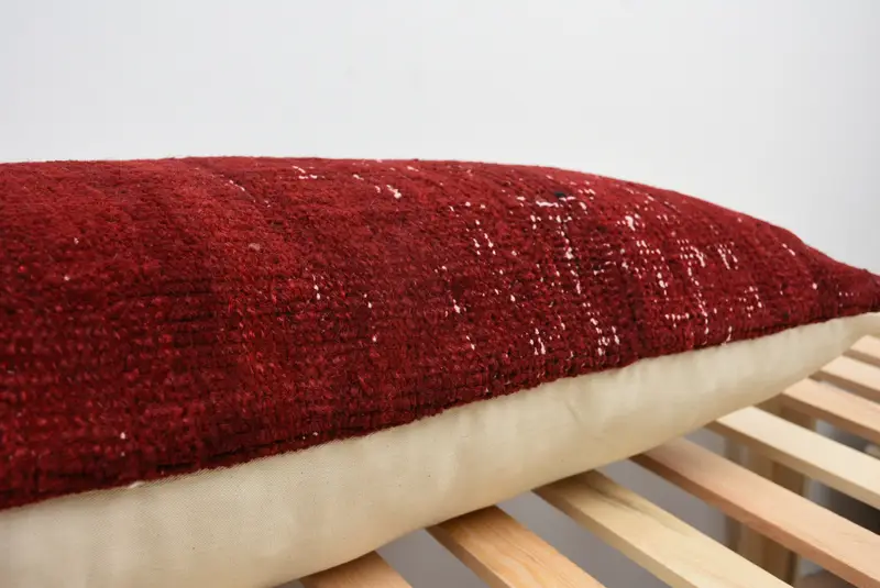 Toss Pillow Case, Toss Cushion, Interior Designer Pillow, Handmade Kilim Cushion, 16x48 Red Cushion Cover, Cushion Cover, Gift Pillow - 7