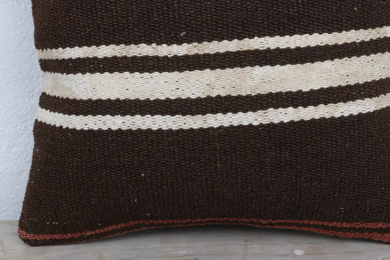 14x14 Brown Pillow Case, Traditional Pillow, Boho Pillow, Interior Designer Pillow, Pillow Case, Handmade Kilim Cushion - 3