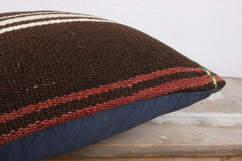 14x14 Brown Pillow Case, Traditional Pillow, Boho Pillow, Interior Designer Pillow, Pillow Case, Handmade Kilim Cushion - 6