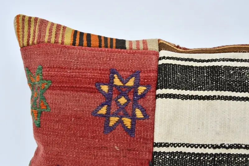 Kilim Cushion Sham, Ethnical Kilim Rug Pillow, Shabby Chic Cushion Case, 16x36 Red Cushion Case, Turkish Pillow, Art Deco Pillow Sham, Pillow - 2