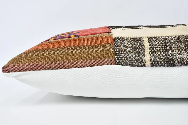 Kilim Cushion Sham, Ethnical Kilim Rug Pillow, Shabby Chic Cushion Case, 16x36 Red Cushion Case, Turkish Pillow, Art Deco Pillow Sham, Pillow - 5