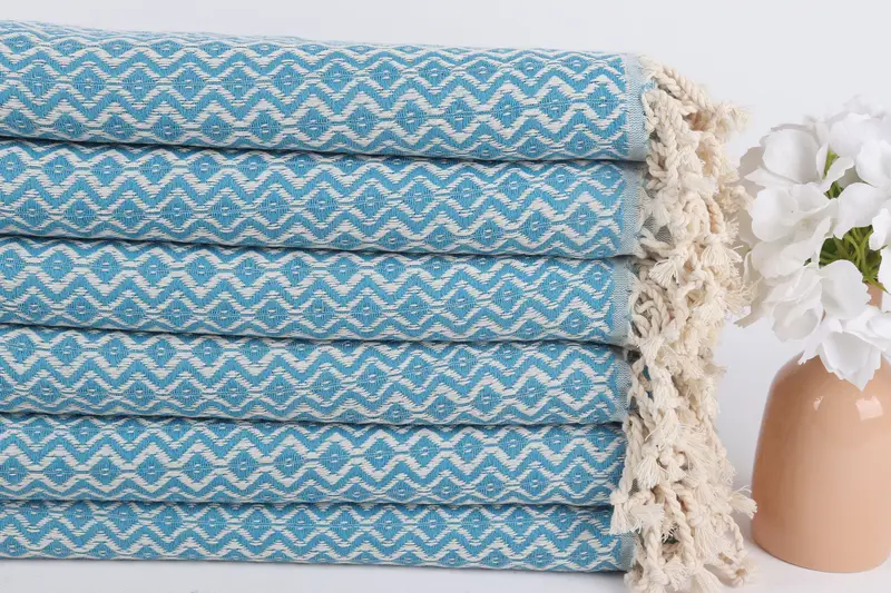 Handwoven Turkish Towel, Fouta towel, Soft and absorbent Turkish towel, Custom Towel, Monogram Beach Towel, Gift For Mom, 70x40 Cotton Diamond Towel - 3
