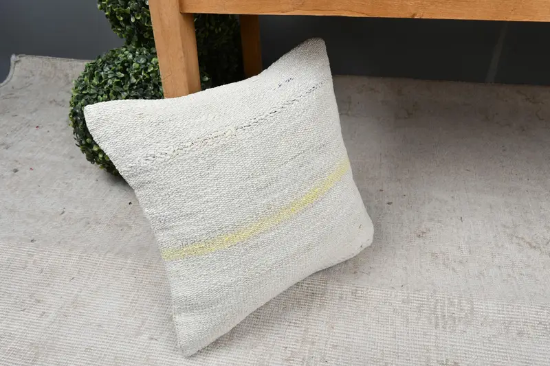 Pillow, Interior Designer Pillow, Yoga Pillow Case, Turkish Pillow, Gift Pillow, Neutral Throw Pillow Sham, 14x14 White Cushion Cover - 7