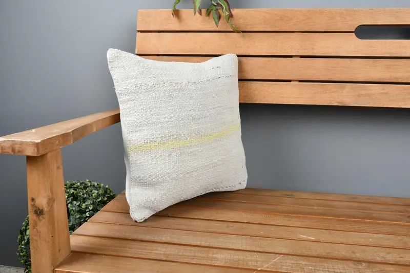 Pillow, Interior Designer Pillow, Yoga Pillow Case, Turkish Pillow, Gift Pillow, Neutral Throw Pillow Sham, 14x14 White Cushion Cover - 1