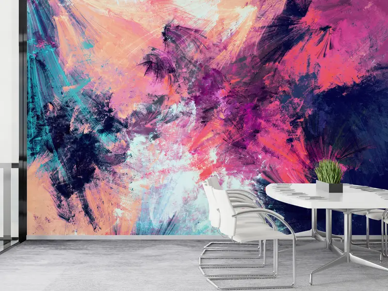 エレガントなピンクの抽象的なプリント壁紙: モダンで現代的な装飾