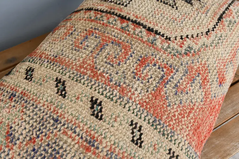 Kilim Rug Cushion, Garden Cushion Cover, Boho Pillow Sham Cover, 16x24 Beige Cushion Case, Kilim Pillow Cover, Cushion, Turkish Kilim Pillow - 4