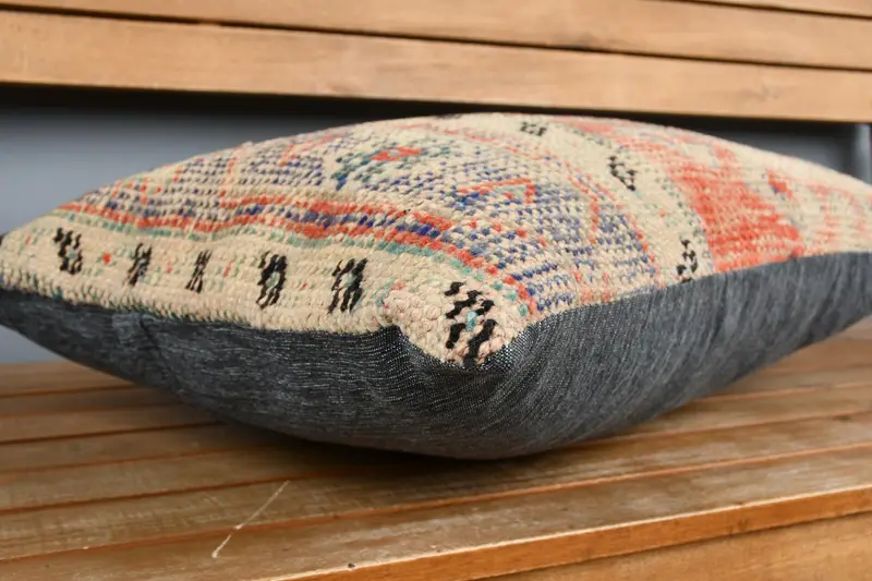 Kilim Rug Cushion, Garden Cushion Cover, Boho Pillow Sham Cover, 16x24 Beige Cushion Case, Kilim Pillow Cover, Cushion, Turkish Kilim Pillow - 3