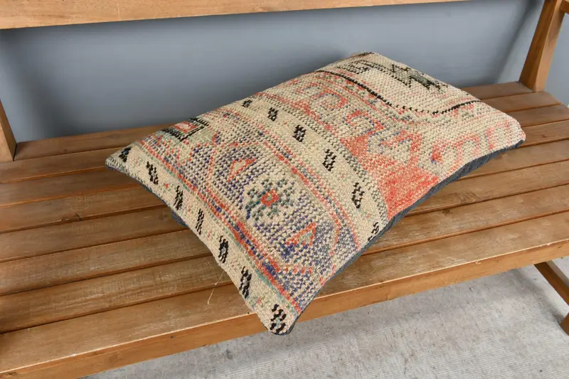 Kilim Rug Cushion, Garden Cushion Cover, Boho Pillow Sham Cover, 16x24 Beige Cushion Case, Kilim Pillow Cover, Cushion, Turkish Kilim Pillow - 2