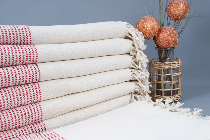 Turkish Beach Towel Organic Cotton Red Diamond, 40x71 Inches