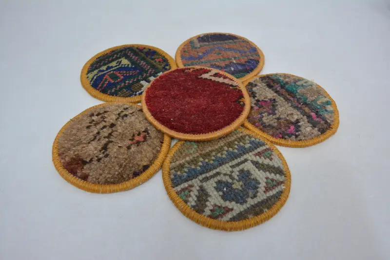 Posavasos Kilim rojo y verde, posavasos Boho antideslizante